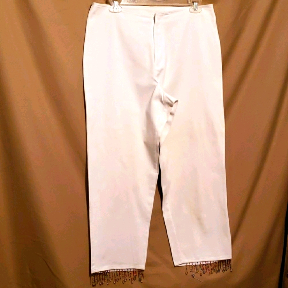 David Paul New York White Beaded Pants Sz 32W